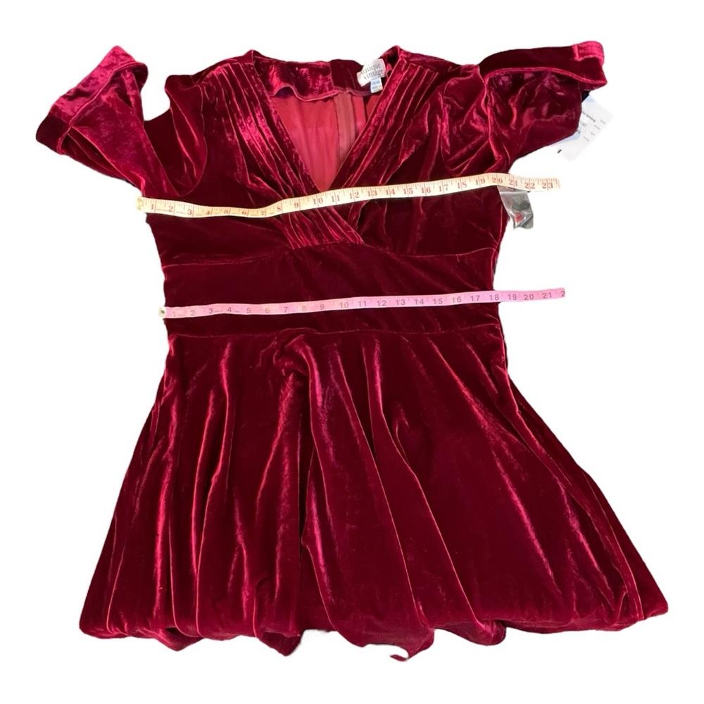 Unique Vintage Burgundy Red Velvet Delores Dress - Size 2X/18 - Picture 9 of 11